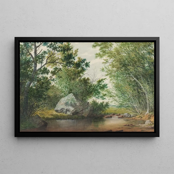 William Allen Wall - Landscape with Wooded Stream and Boulder.webp