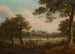 Jäger in einer bewaldeten Flusslandschaft mit einem Landhaus in der Ferne - William Ashford — Ansicht des Kunstwerks