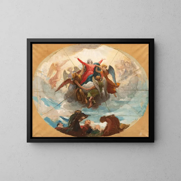 Studie für die Decke der Kapelle der Jungfrau von La Rochelle - William Bouguereau — gerahmtes Bild an der Wand