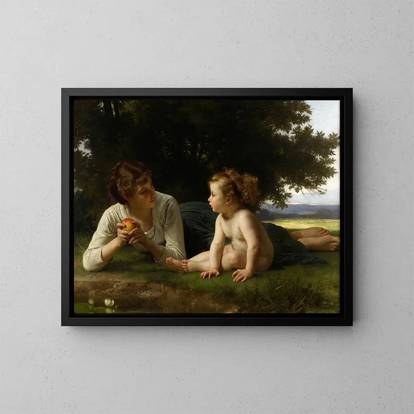 Versuchung - William Bouguereau — gerahmtes Bild an der Wand