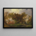 Indian landscape painting with figures near a stream - William Daniell — framed artwork on a wall