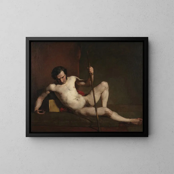 maschile Nu appoggiato a un bastone - William Etty — quadro incorniciato alla parete