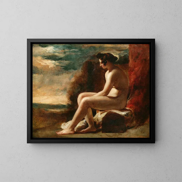 Nu seduto in un paesaggio - William Etty — quadro incorniciato alla parete