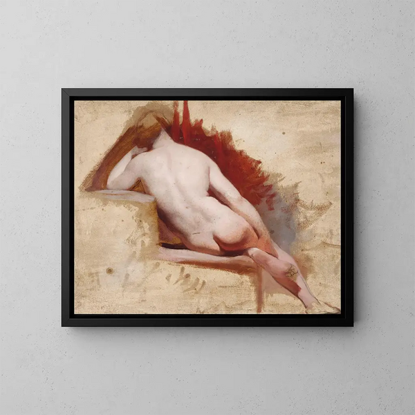 Studio di nudo femminile seduta - William Etty — quadro incorniciato alla parete