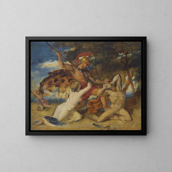 Studio per la donna combattente che si batte per i vinti - William Etty — quadro incorniciato alla parete
