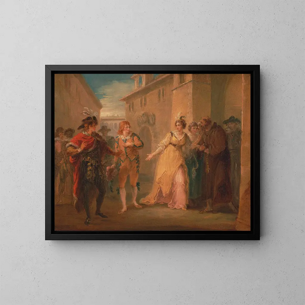 La révélation des fiançailles d'Olivie dans La Nuit des rois, Acte V, Scène i - William Hamilton — gerahmtes Bild an der Wand