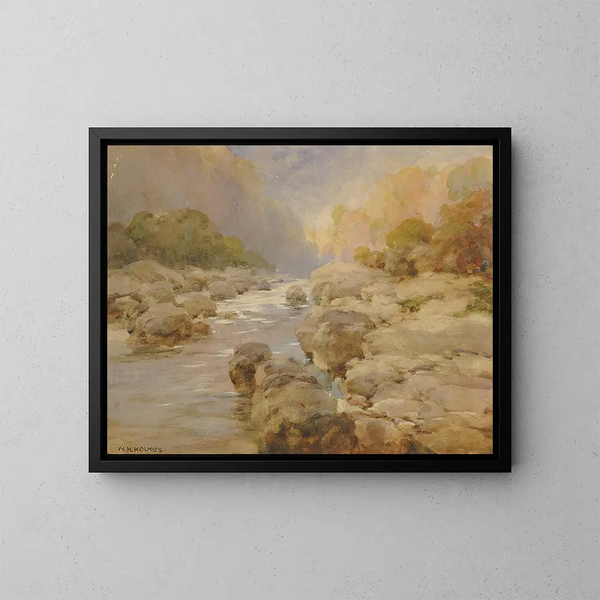 Un ruscello di roccia non modificato circa 1910 - William Henry Holmes — quadro incorniciato alla parete