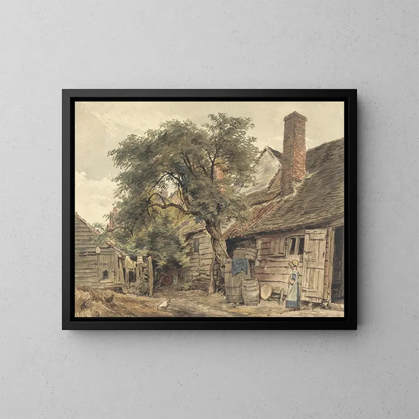 Il giardino di un cottage - William Henry Hunt — quadro incorniciato alla parete