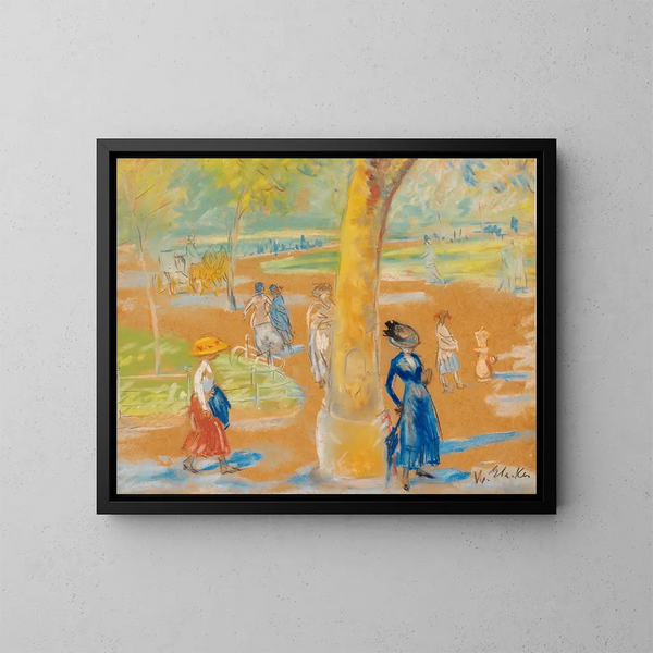 Donna con un ombrello a Washington Square - William James Glackens — quadro incorniciato alla parete