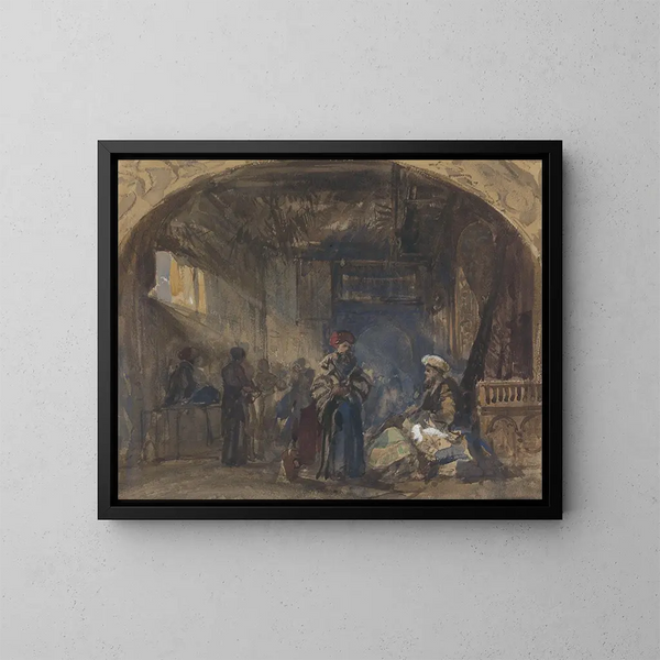Bazaar des Kairos - William James Müller — gerahmtes Bild an der Wand