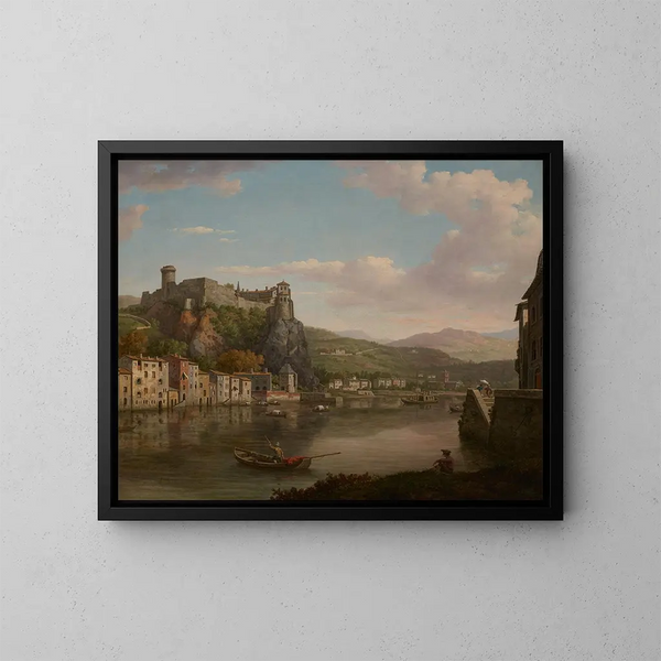 Vista della Saône e del castello di Pierre Scize, Lione, Francia - William Marlow — quadro incorniciato alla parete