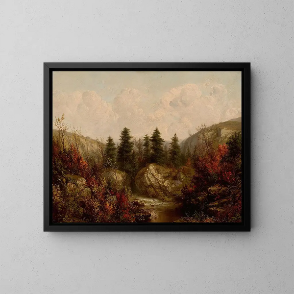 Fluss durch einen Herbstwald - William Mason Brown — gerahmtes Bild an der Wand