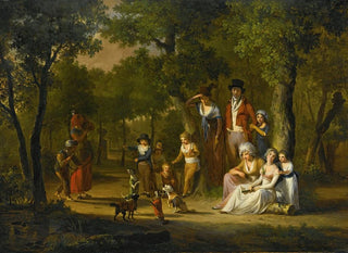 William Redmore Bigg - Portrait Of A Family In A Woodland Landscape With Gypsies And Dancing Dogs.webp