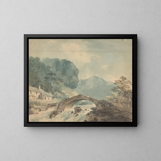 Pont über einen Fluss - William Sawrey Gilpin — gerahmtes Bild an der Wand