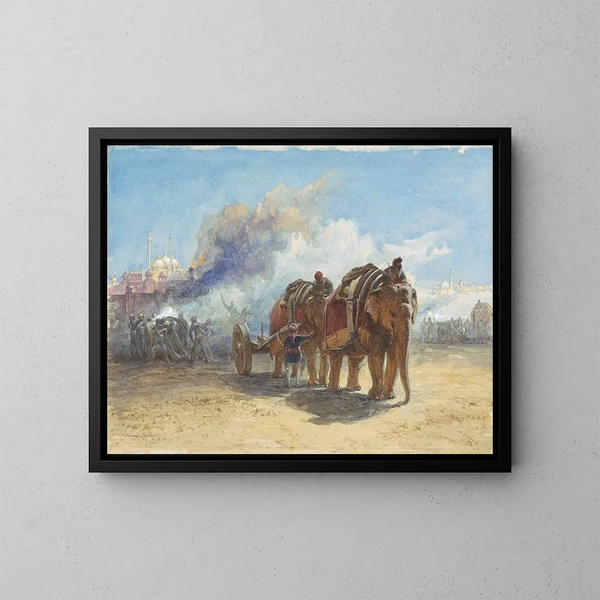 Batterie d'éléphants - William Simpson — gerahmtes Bild an der Wand