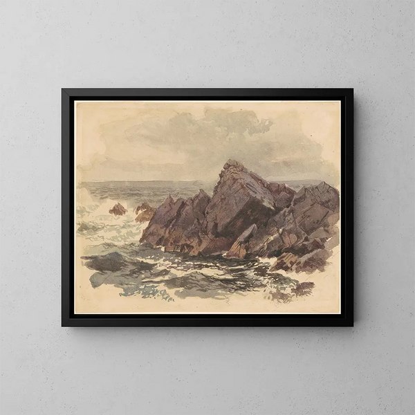 Marine-Gemälde mit Felsen - William Trost Richards — gerahmtes Bild an der Wand