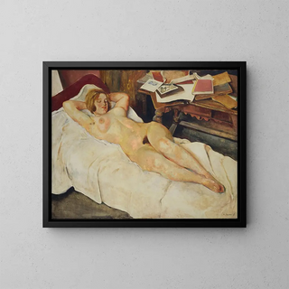 Akt weiblich liegend - Willy Jaeckel — gerahmtes Bild an der Wand