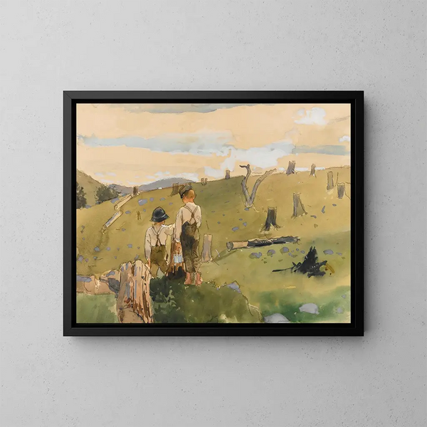 Ragazzi su una collina - Winslow Homer — quadro incorniciato alla parete