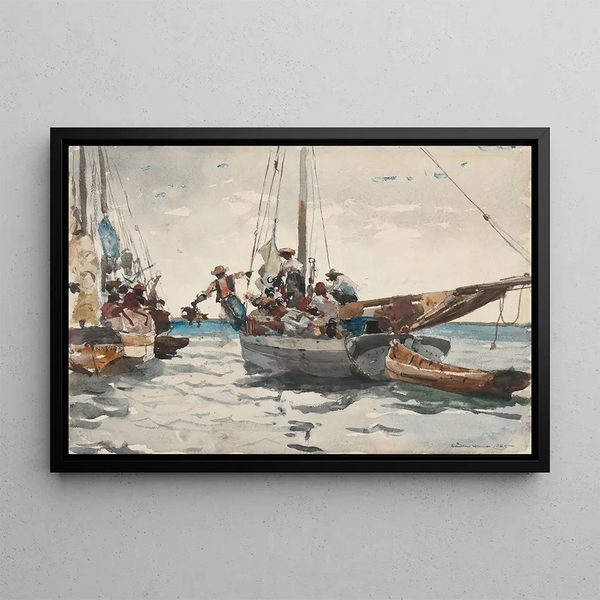 Marktszene in Nassau - Winslow Homer — gerahmtes Bild an der Wand