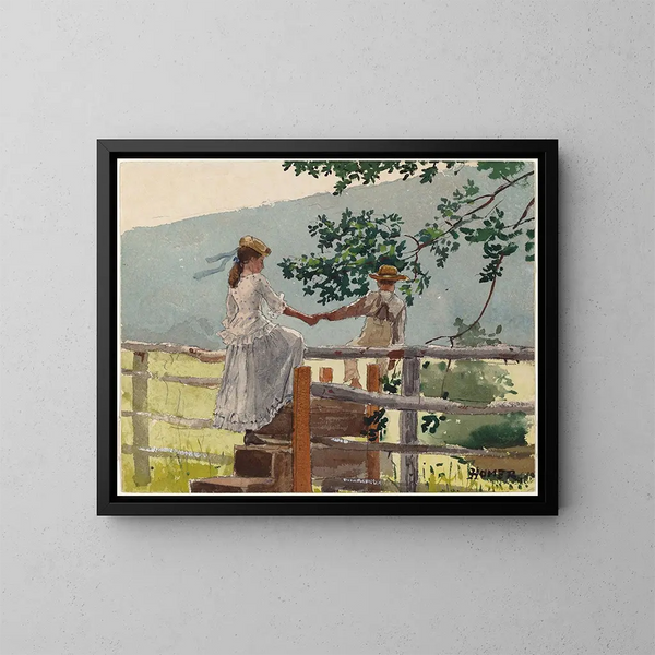 Sur le muret - Winslow Homer — gerahmtes Bild an der Wand