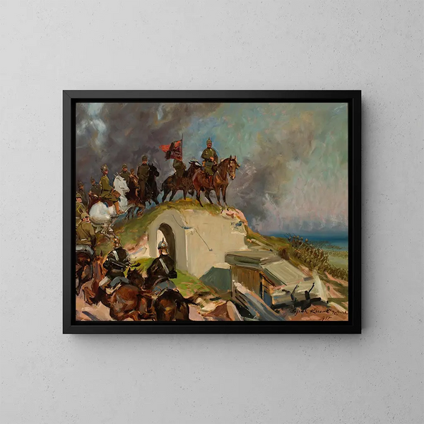 Kriegsszene des Ersten Weltkriegs - Wojciech Kossak — gerahmtes Bild an der Wand