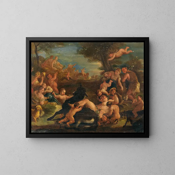 Bacchanale avec le Silène ivre - Atelier di Luca Giordano — quadro incorniciato alla parete