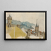 Ansicht einer befestigten Stadt in einer Flusslandschaft - Atelier des Meisters LCz — gerahmtes Bild an der Wand
