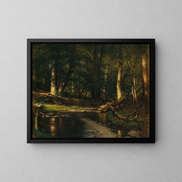 Il ruscello nei boschi - Worthington Whittredge — quadro incorniciato alla parete