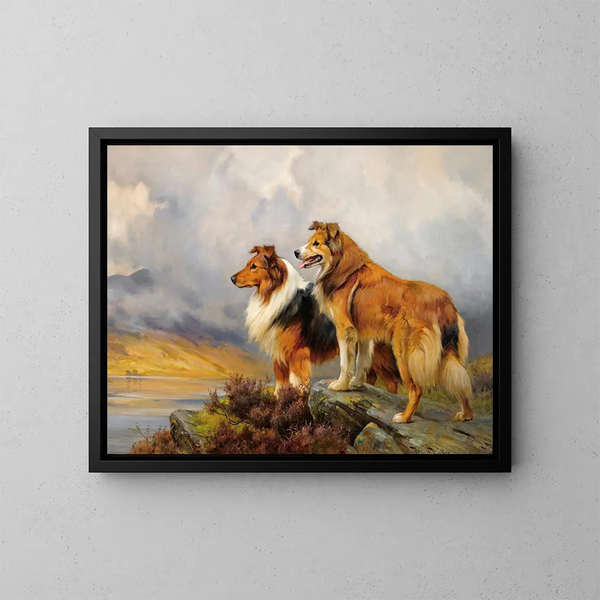 Zwei Kolleys über einem See - Wright Barker — gerahmtes Bild an der Wand