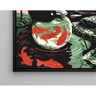 Tableau Chat et Bocal à Poissons