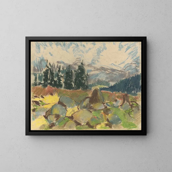 Sommertag in einer felsigen Lichtung im Wald - Zolo Palugyay — gerahmtes Bild an der Wand
