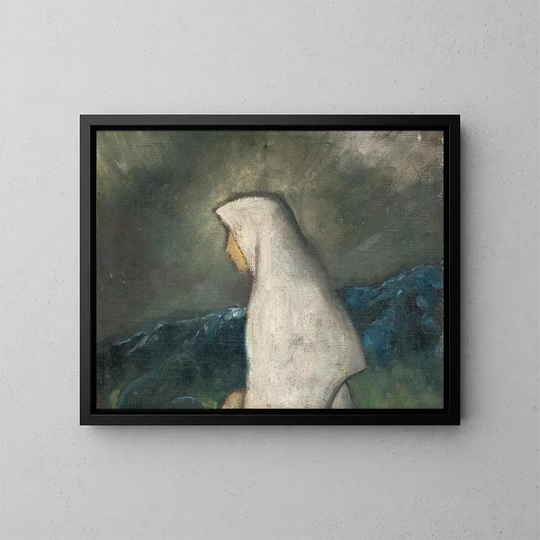 Donna con scialle bianco - Zolo Palugyay — quadro incorniciato alla parete