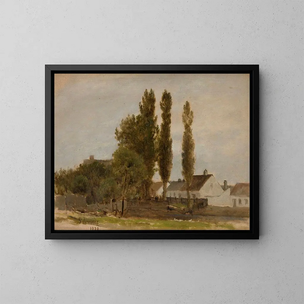 Landschaft mit Bäumen und Häusern - Zygmunt Sidorowicz — gerahmtes Bild an der Wand