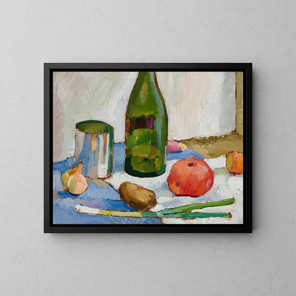 Stillleben mit einer grünen Flasche - Zygmunt Waliszewski — gerahmtes Bild an der Wand