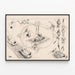 Vintage poster of balancing acrobats — framed artwork on a wall