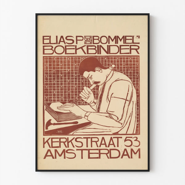 Art Nouveau poster – Elias van Bommel – Theo Molkenboer, shown in a thin frame on a light wall.