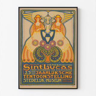Exhibition poster – Sint Lucas, 1916 – Albert Hahn, shown in a thin frame on a light wall.