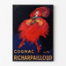 Vintage-Werbeplakat "Cognac Richarpailloud", in einem schmalen Rahmen an einer hellen Wand.