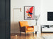 Vintage Jako Cleans Everything advertising poster, framed in a living room with an orange armchair and a floor lamp.