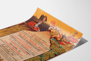 Vintage-Werbeplakat Potasses d’Alsace, auf einer leicht gebogenen Seite präsentiert, perspektivische Ansicht.