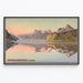 Vintage Swiss poster – Lake Lucerne (Vierwaldstättersee) – Jakob Wyss, shown in a thin frame on a light wall.