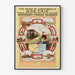 Vintage-Reiseplakat – Amsterdam, Marken und Volendam, in einem schmalen Rahmen an einer hellen Wand.