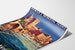 Vintage travel poster – Avignon, Roman & Mediaeval France, displayed on a curved sheet, perspective view.