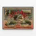 Vintage travel poster – Divonne — Family stay near Lake Geneva, shown in a slim frame on a light wall.