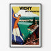 Manifesto turistico vintage – Vichy, sorgenti e turismo, esposto in una cornice sottile su una parete chiara.