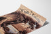 Manifesto vintage Aix-les-Bains, grotta di Lamartine, mostrato su una pagina curva, vista prospettica.