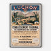 Manifesto vintage Bagnères-de-Luchon, terme, presentato in una cornice sottile su una parete chiara.