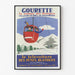 Vintage-Poster Gourette, Télévoiture, in einem dünnen Rahmen an einer hellen Wand.
