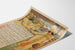 Poster vintage Marsiglia, feste del centenario, presentato su una pagina curva, visto in prospettiva.