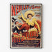 Manifesto vintage Neuilly, festa dei fiori, 1890, inserito in una cornice sottile su una parete chiara.
